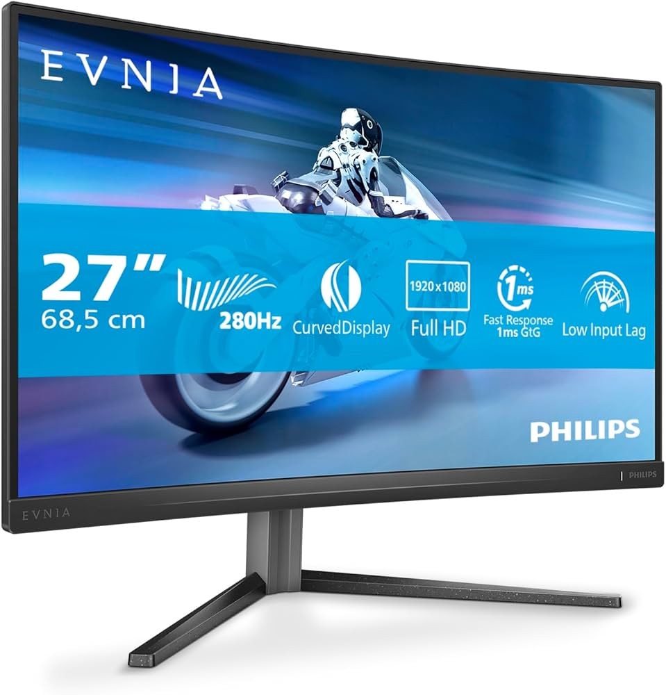 PHILIPS Evnia Gaming LED Curved Monitor 27M2C5200W, 27", FHD, 280Hz, 0.3 ms, 4000:1, HDMI*2/DP, HAS