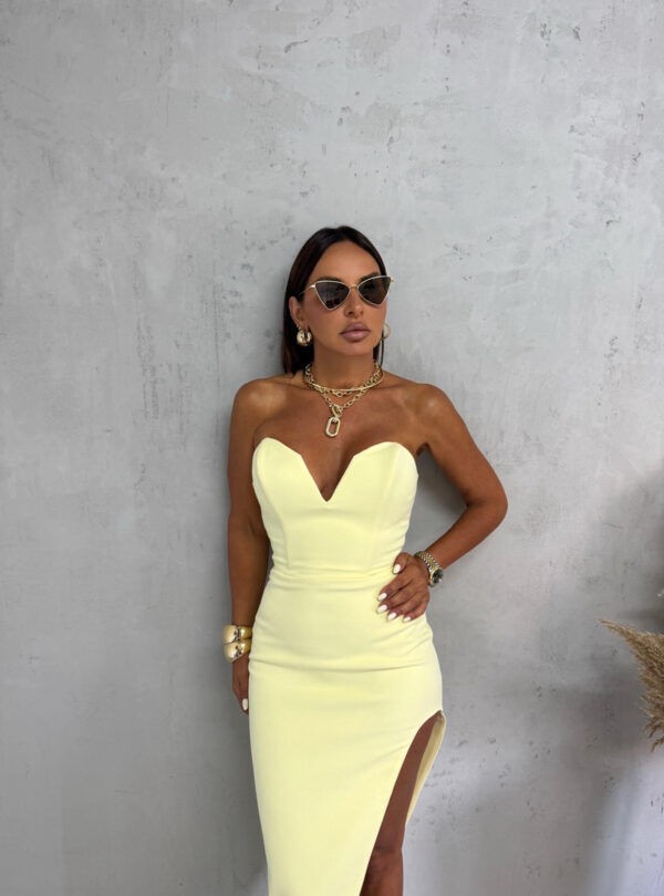 Blondy Jasmine Yellow Korset Asimetrična Haljina