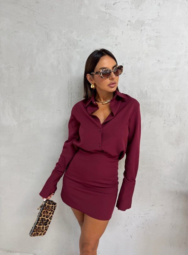 Blondy Simone Burgundy Komplet Košulje I Suknje