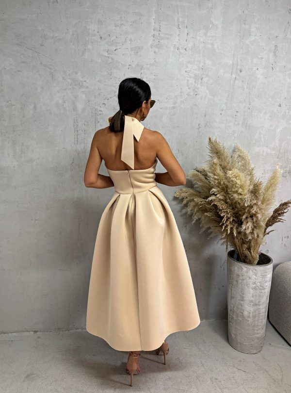 Blondy Gloria Beige Midi Haljina A Kroja, Bež