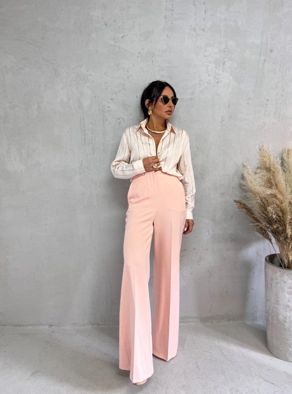 Blondy Ingrid Pinkish Zvonaste Pantalone Visokog Struka, Roze