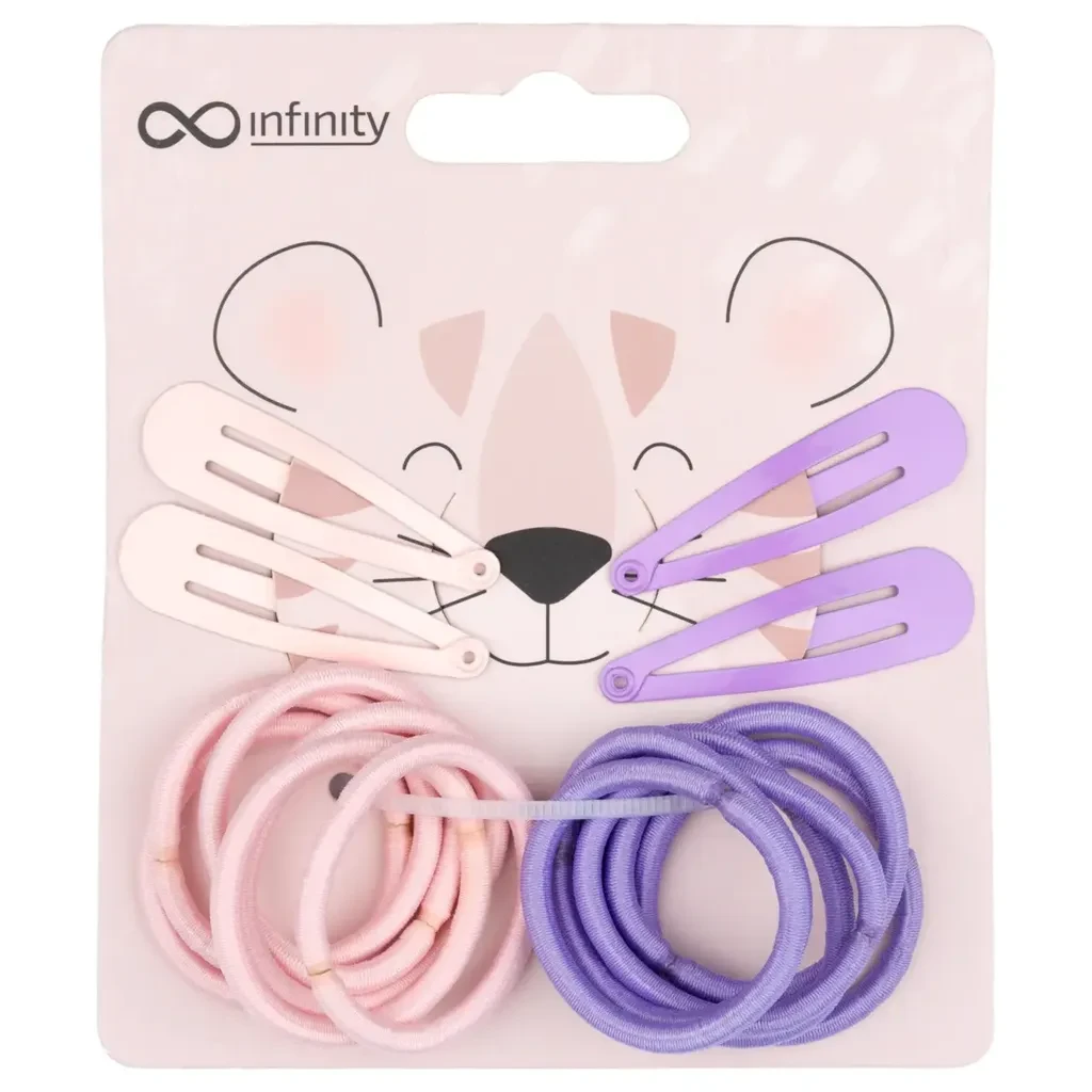 Infinity Set Šnalica I Gumica Za Kosu - Ljubičaste