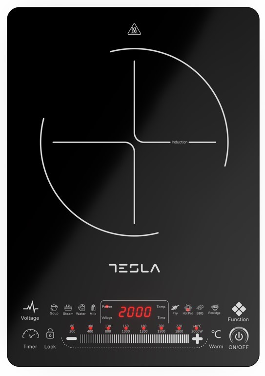 Tesla Ic400B Indukcioni Rešo, Ultra Slim, Touch Control, 9 Funkcija, Auto Switch Off, Tajmer, 2000W, Crna