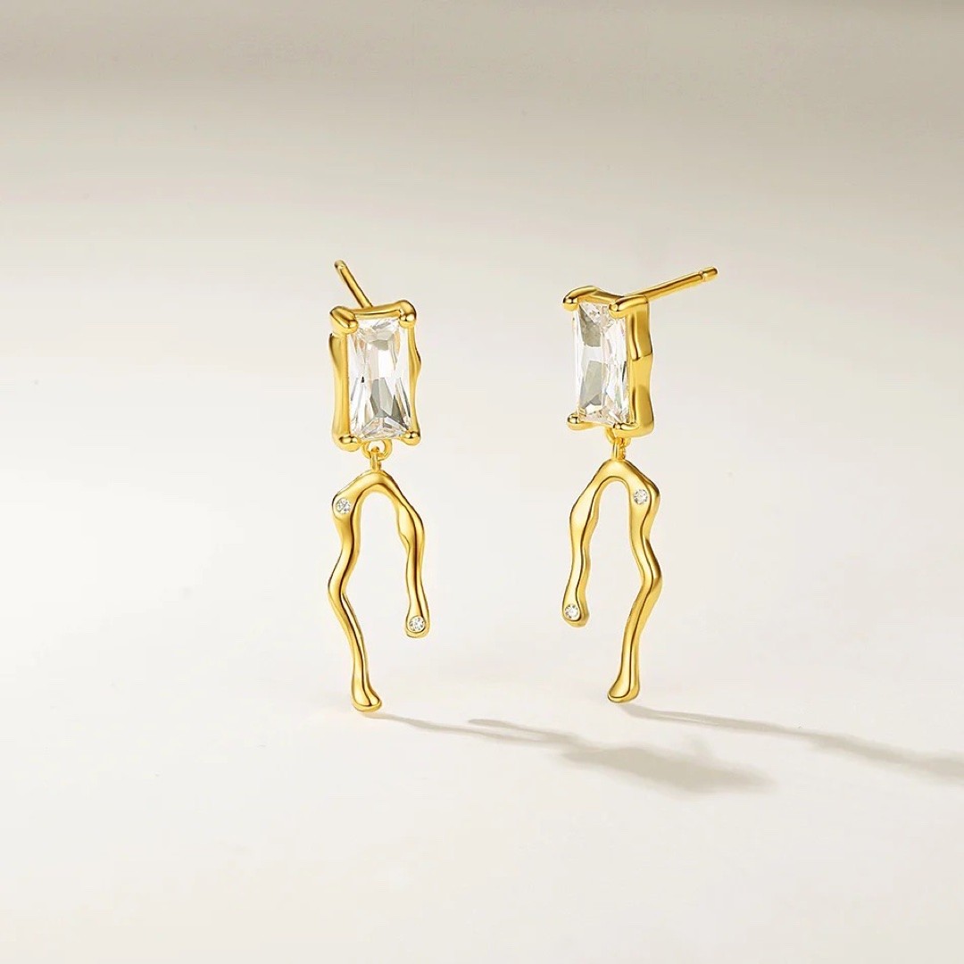 Dameo Minđuše Icy - srebro sa pozlatom i cirkonima