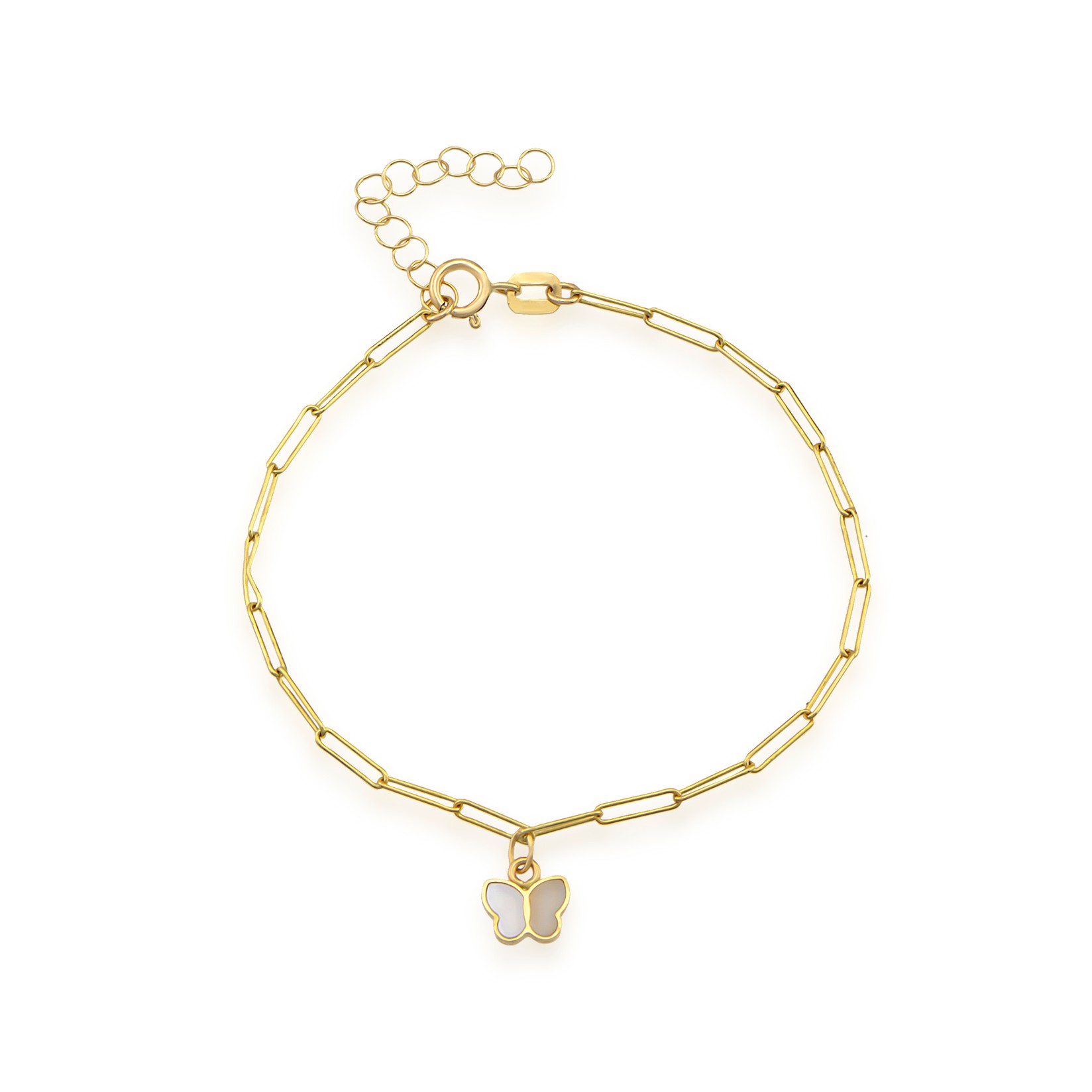 Dameo narukvica White Butterfly - 14kt žuto zlato i sedef