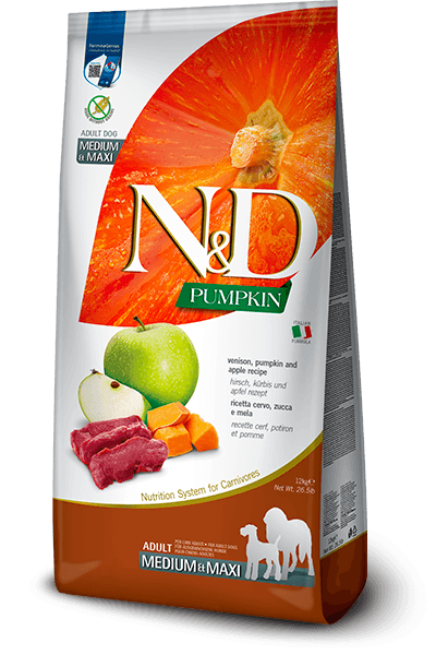 N&D Pumpkin Medium&Maxi Adult 12kg. - jelen, bundeva i jabuka