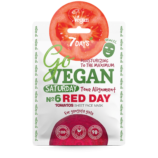 7 DAYS GO VEGAN SATURDAY Maska za lice Sheet 25gr, Red day