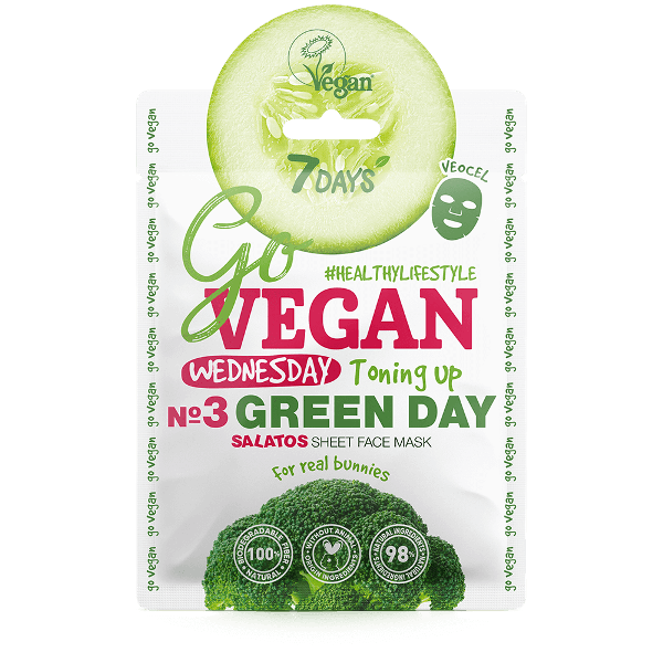 7 DAYS GO VEGAN WEDNESDAY Maska za lice Sheet 25gr, Green day
