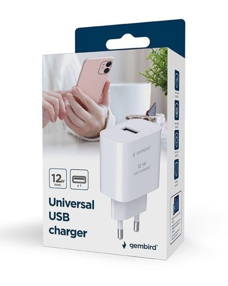 Gembird universal USB punjac TA-UC1A12-01-W 2,4A Bijeli
