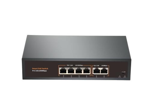 Longse PoE Switch HT42FA 4xPoE porta, 2xUplink, Extend mode 250m