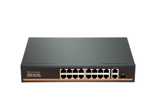 Longse PoE Switch HT1621HA 16xPoE porta, 2xUplink, Extend mode 250m