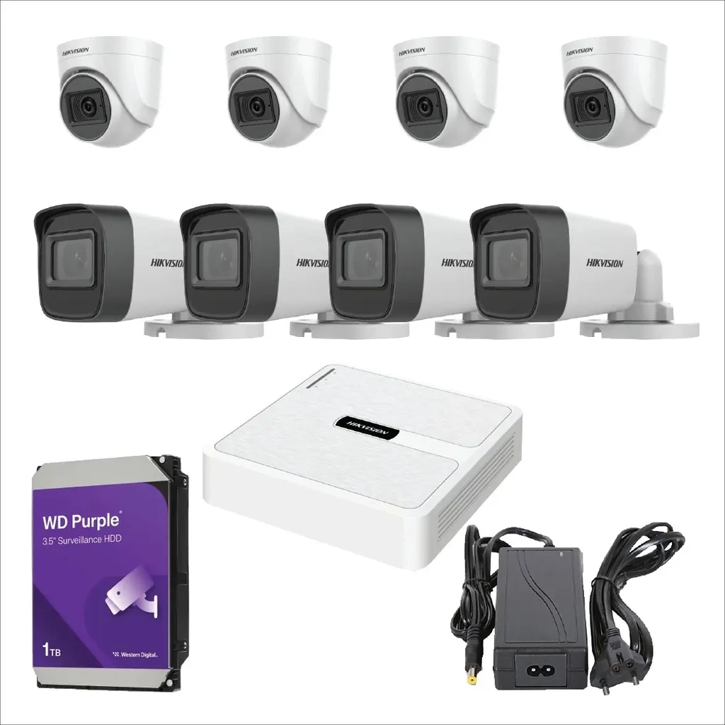 Hikvision SET1- 8kamera(4un+4spolj) 2Mpix, snimač, HDD1Tb