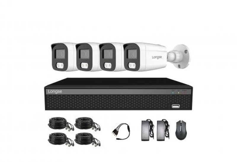 Longse KIT KT-XVRT3004D + 4xBMS500LWA Full color 5Mpix, spolj.