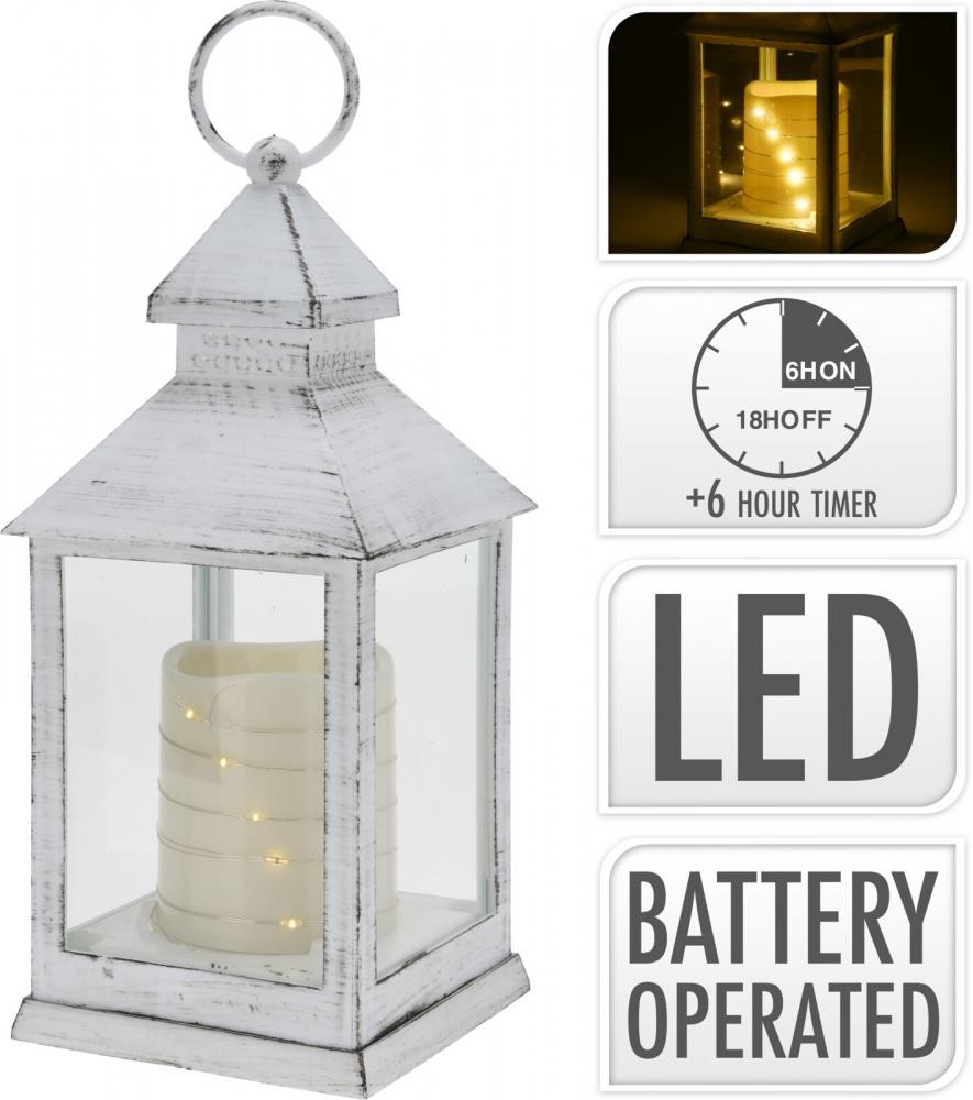 Fenjer Sa Svijećom Na Baterije Bijeli 23Cm Anx000520