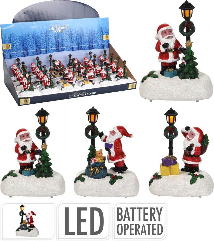 Figura Deda Mraz Sa Fenjerom Led 12Cm Abg101060