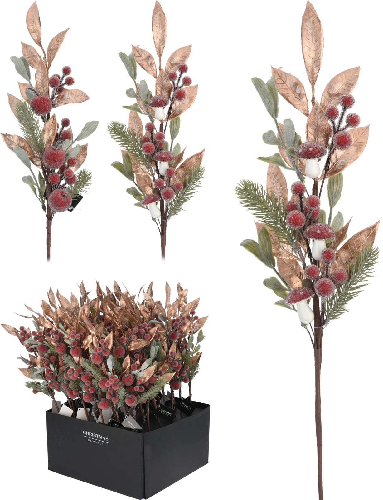 Novogodišnja Grančica Sa Crvenim Bobicama 60Cm Caa814040