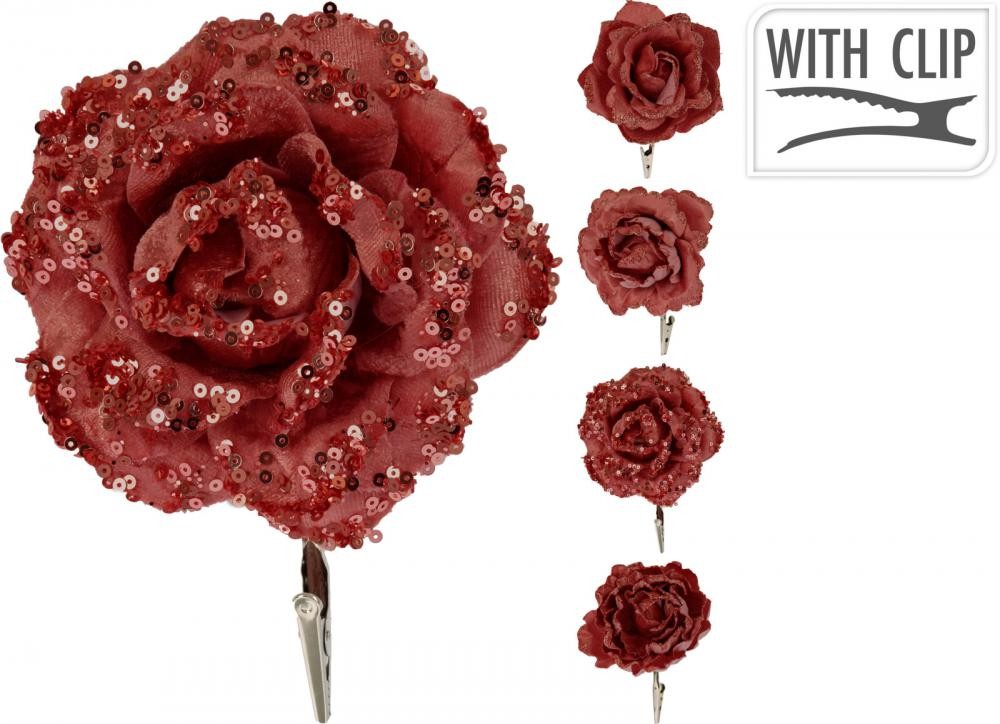 Cvijet Crveni Sa Gliterom 11Cm Dh8055020