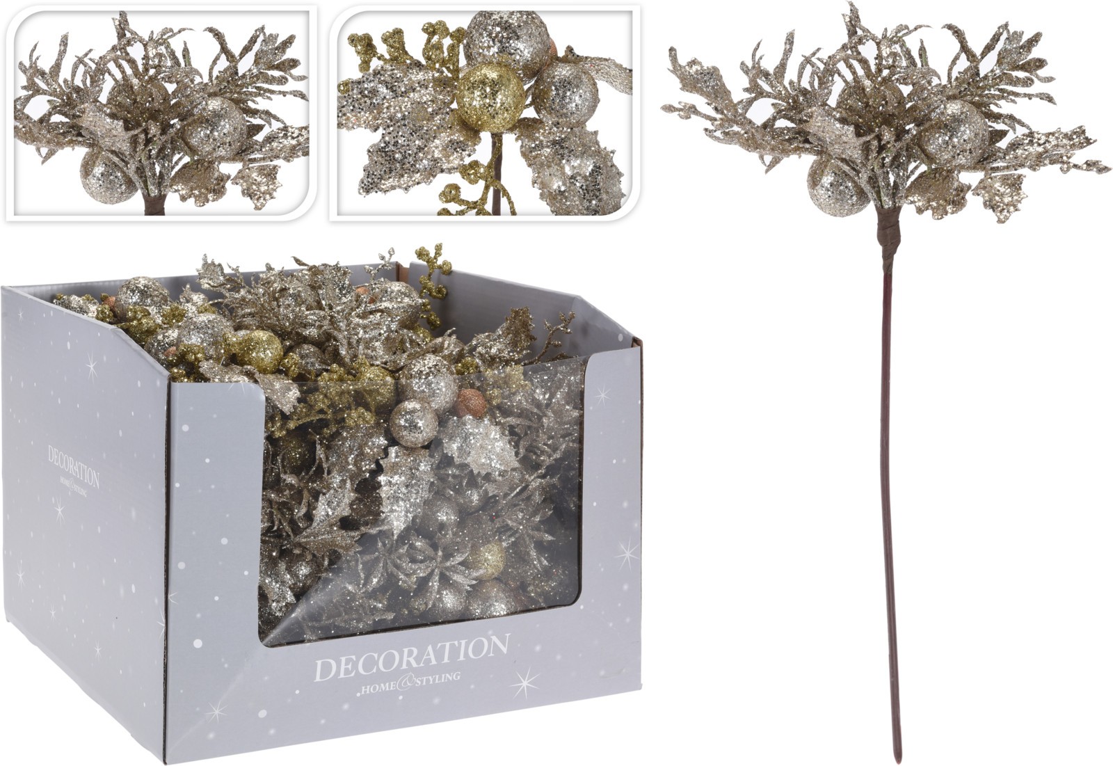 Novogodišnja Cvijet 20Cm Champagne Abj403040