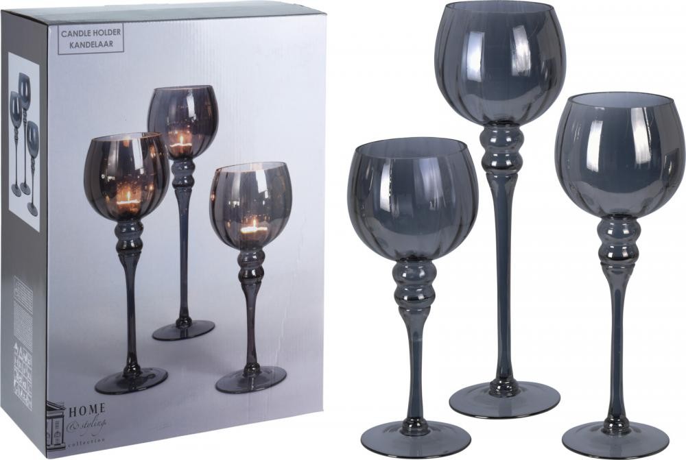 Komplet Svijećnjaka Tri Čaše , 30Cm,35Cm,40Cm Sivi Cd1200020