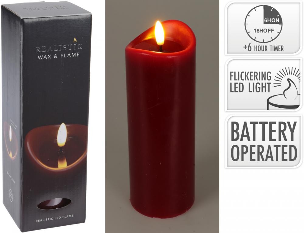 Svijeća Na Baterije 70X200Mm Tamno Crvena Ax5432670