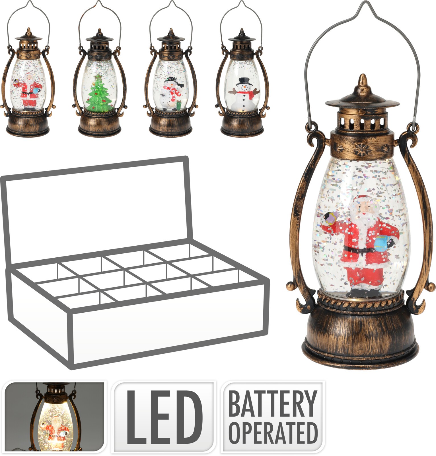 Fenjer Sa Božičnom Dekoracijom Na Baterije14Cm Metalik Zlatni Ax5320980