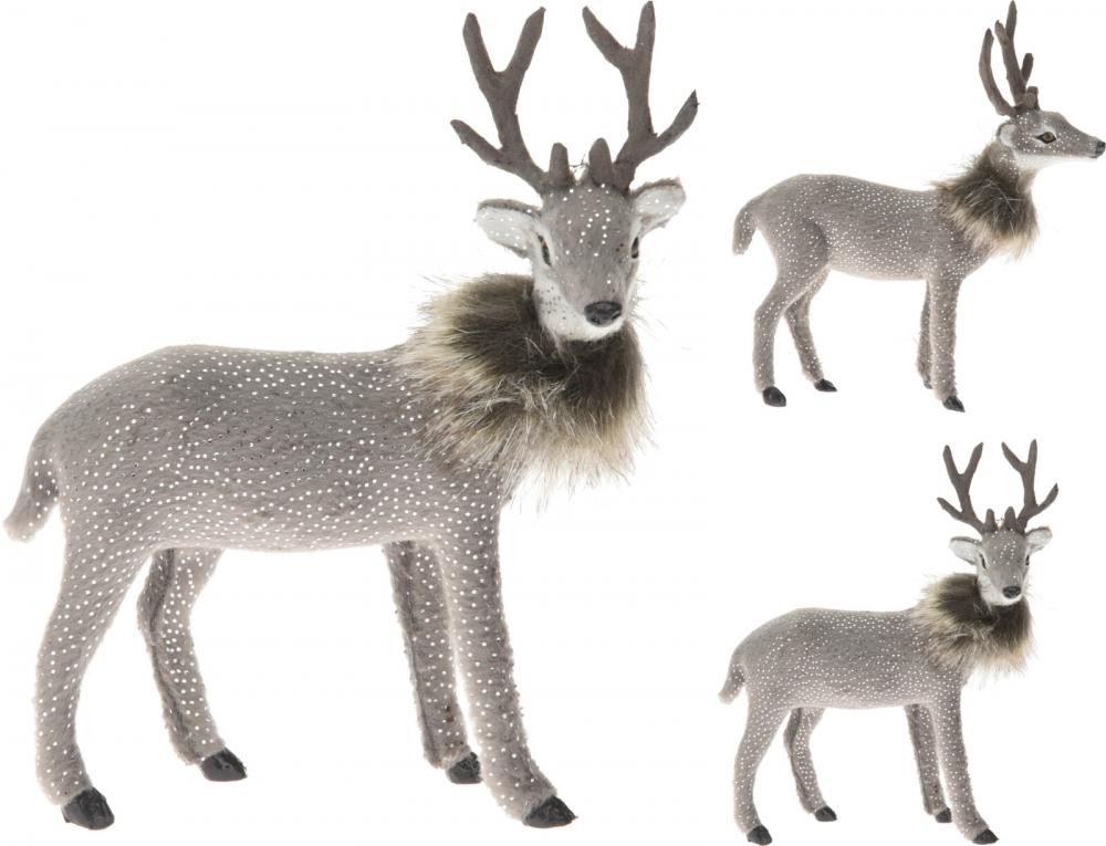 Jelen Sa Krznenim Salom 15Cm Sivi Cat304600