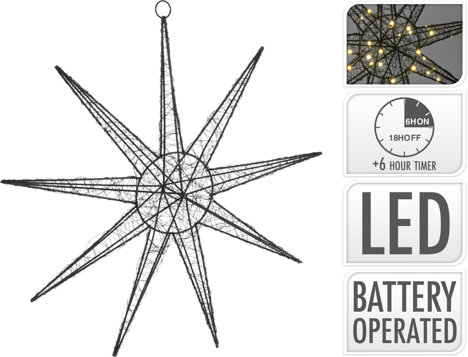 Dekoracija Zvijezda 50Cm Bijela Led Sijalica Amz106450