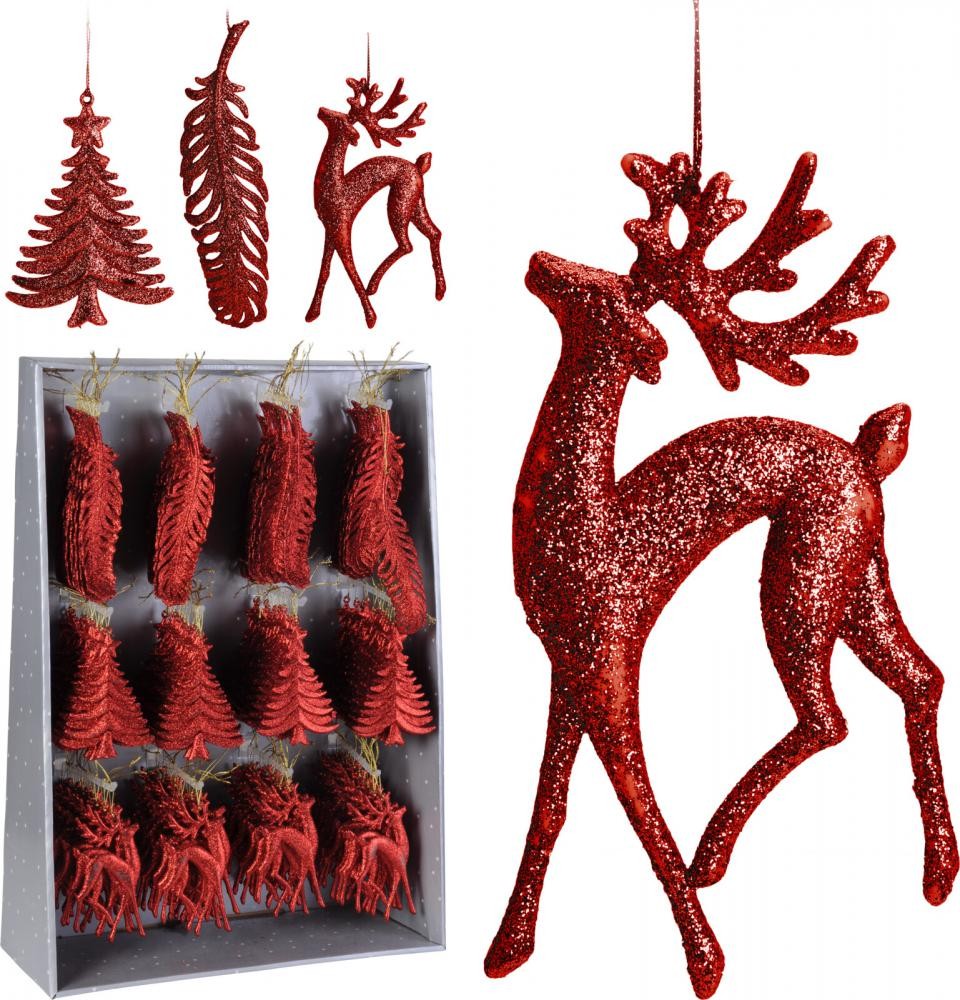 Viseća Dekoracija Irvas 16Cm Glitter Crveni Caa650220