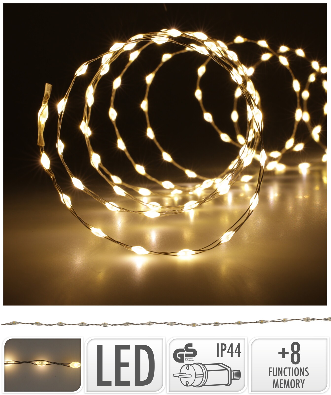 Srebrna Svjetleća Žica 3M 189Led Topla Ax9736600