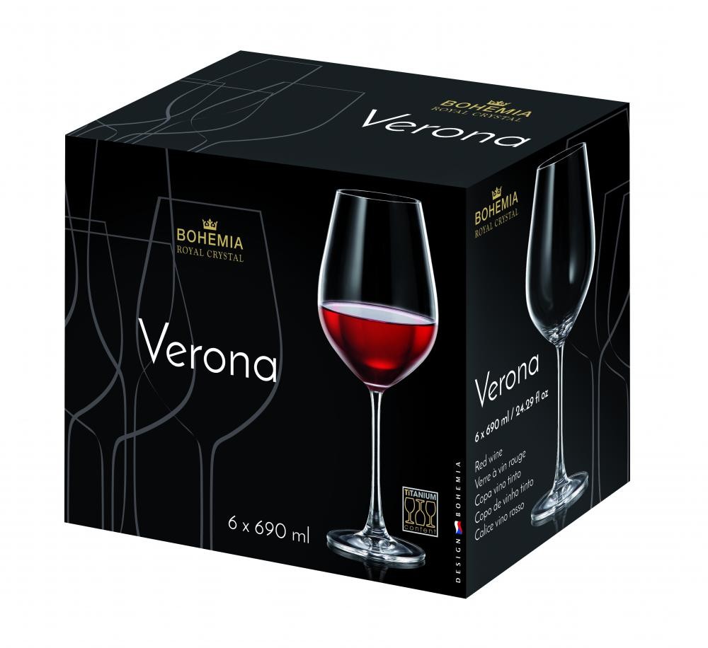 Čaše Za Crveno Vino Bordeaux Verona 690Ml Box/6 Kom