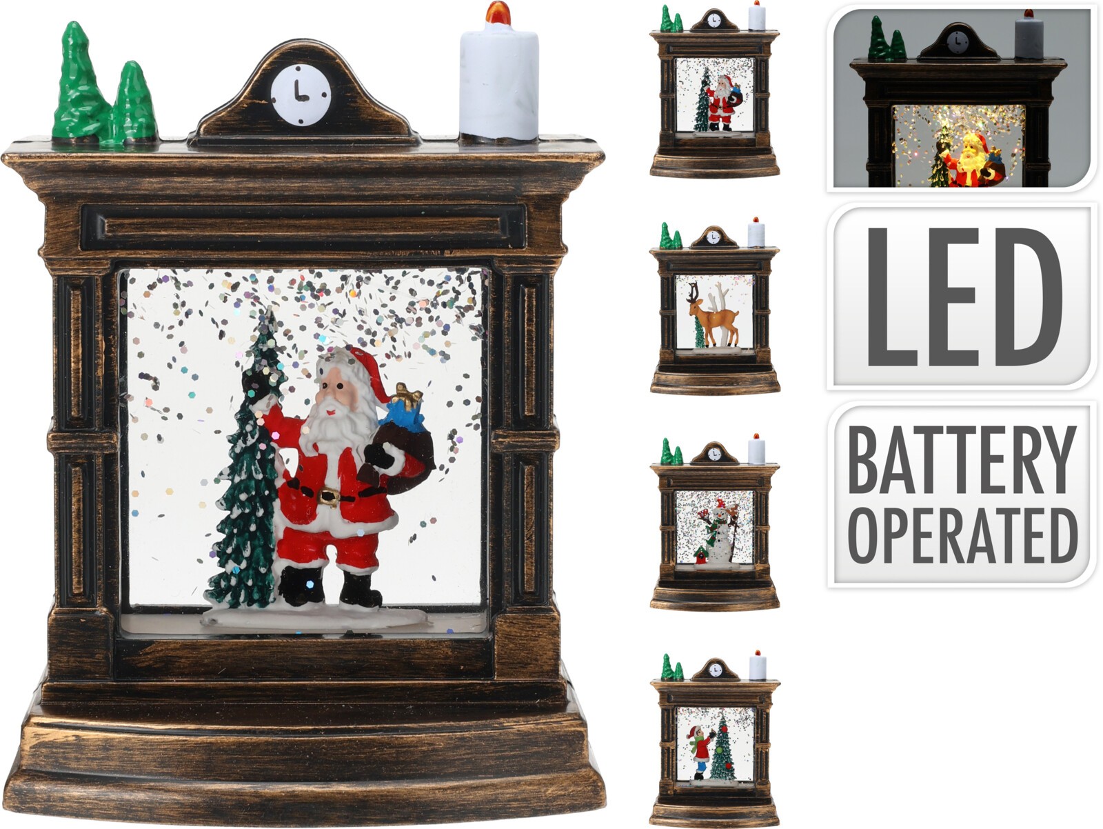 Kamin Sa Božičnom Dekoracijm Na Baterije 11Cm Metalik Zlatni Ax5321060