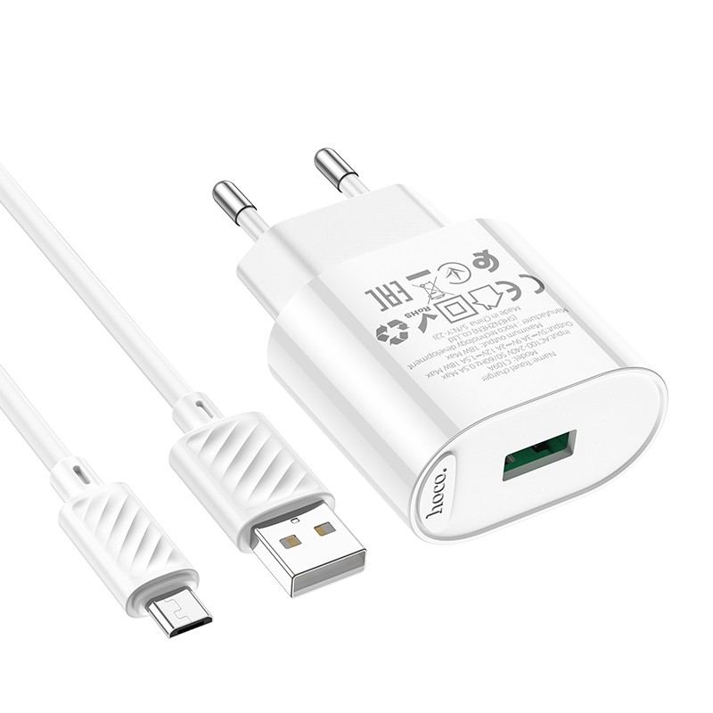 HOCO C109A Punjač za Micro USB, QC3.0, Bijeli