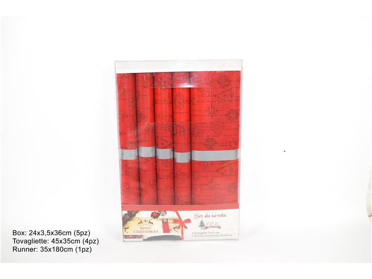 Christmas Novogodisnji Pvc Stoljnak +4 Podmetača Crveni