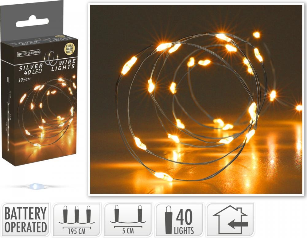 Srebrna Svjetleća Žica Ekstra Topla Mikro Led40 Ax9733020