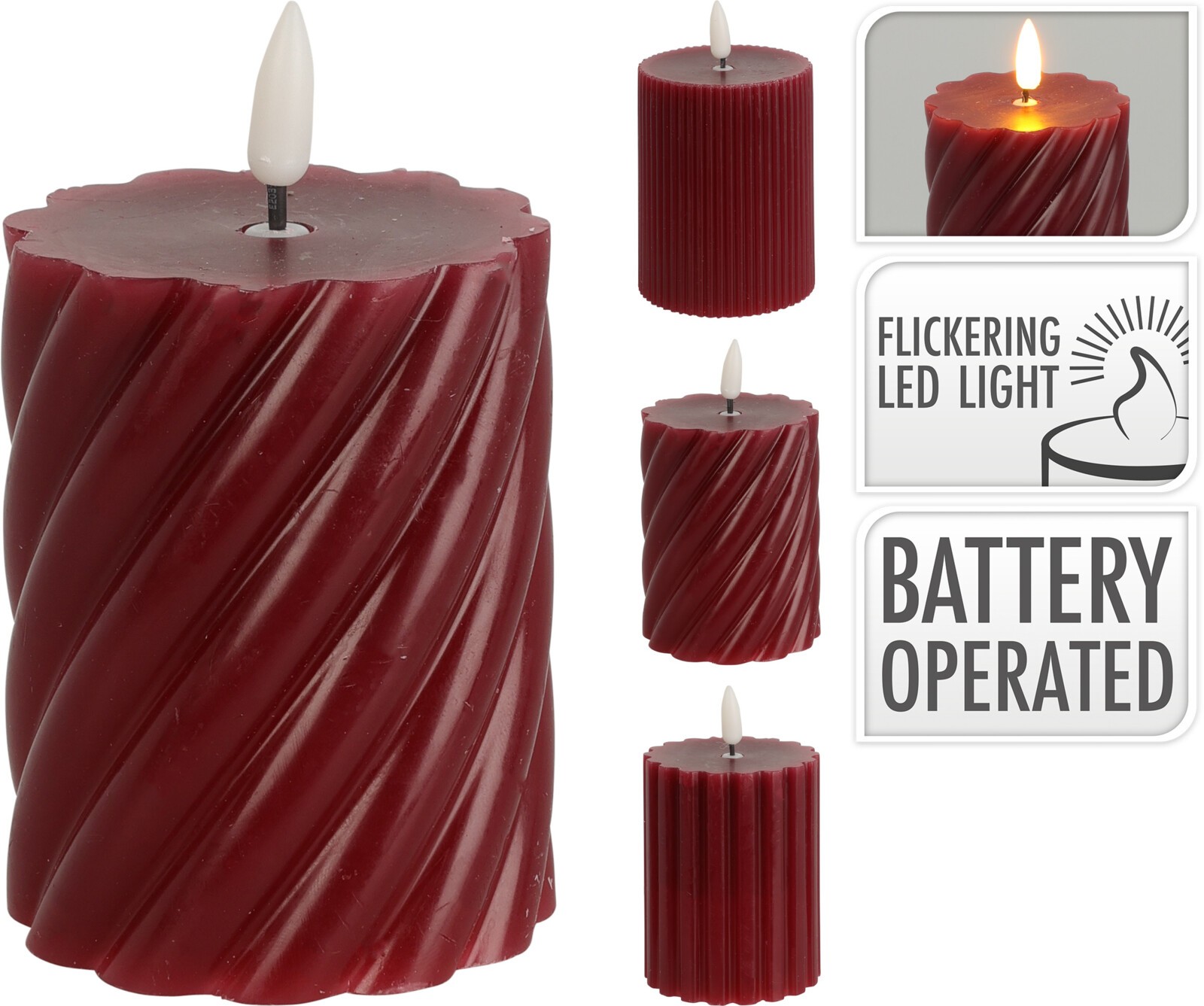 Svijeća Na Baterije 7X9Cm Tamno Crvena Ax5437230