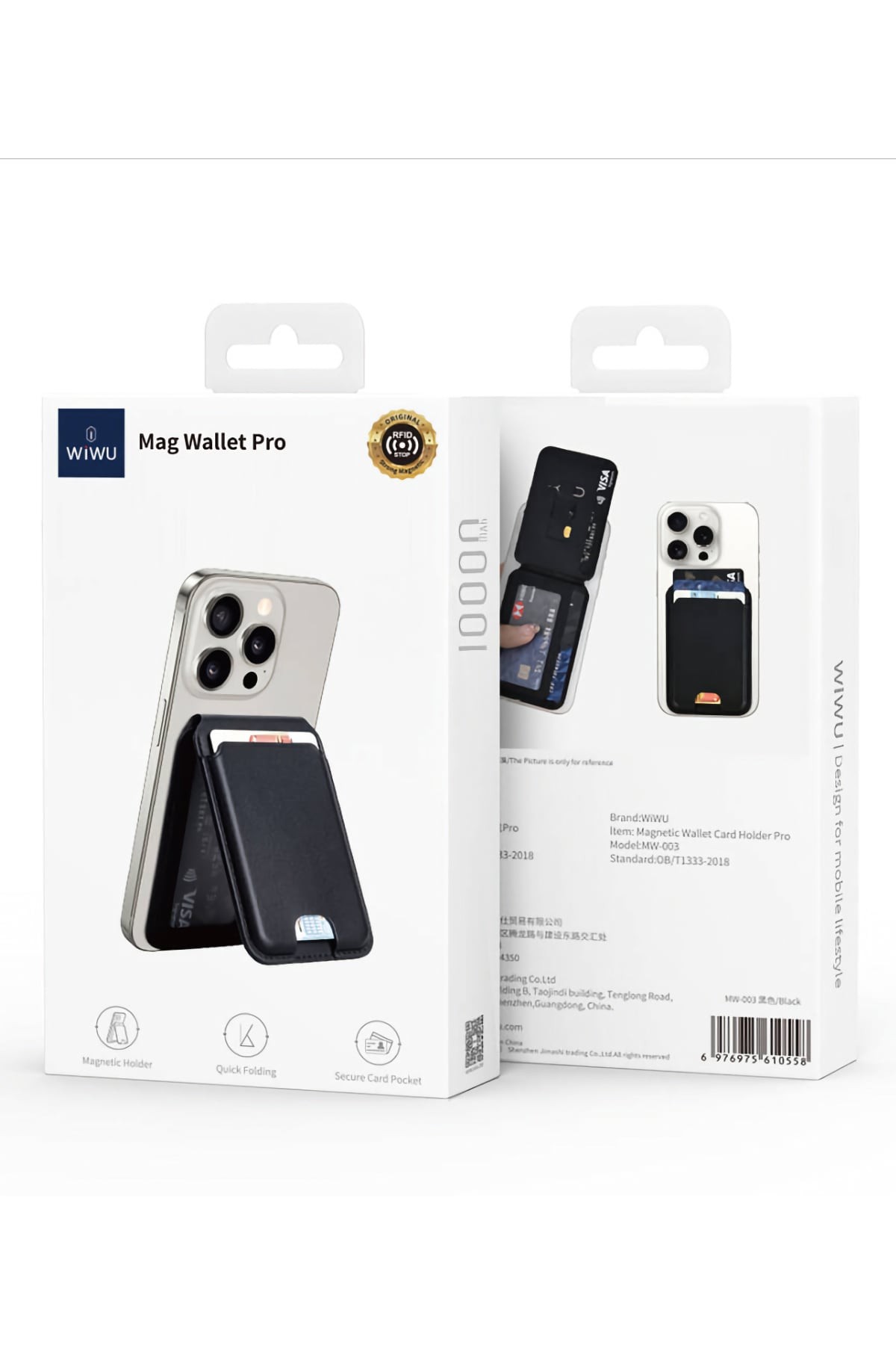 WIWU MW-003 Novčanik, Magnetski, Sa stalkom, Crni plus GRATIS LDNIO Stoni Držač za Mobilni Telefon