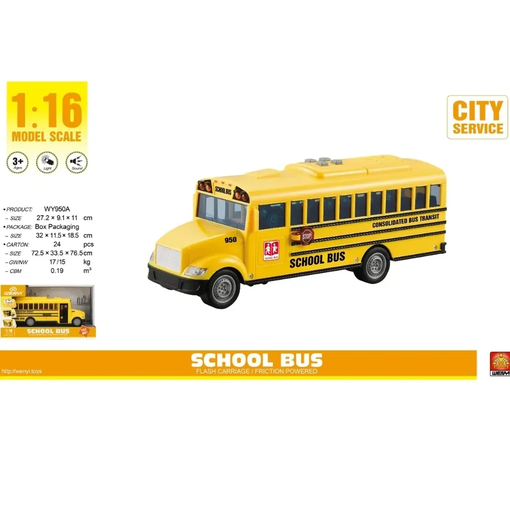Wenyi Zuti Skolski Autobus Na Oprugu Najveci 1:16 Wy950A