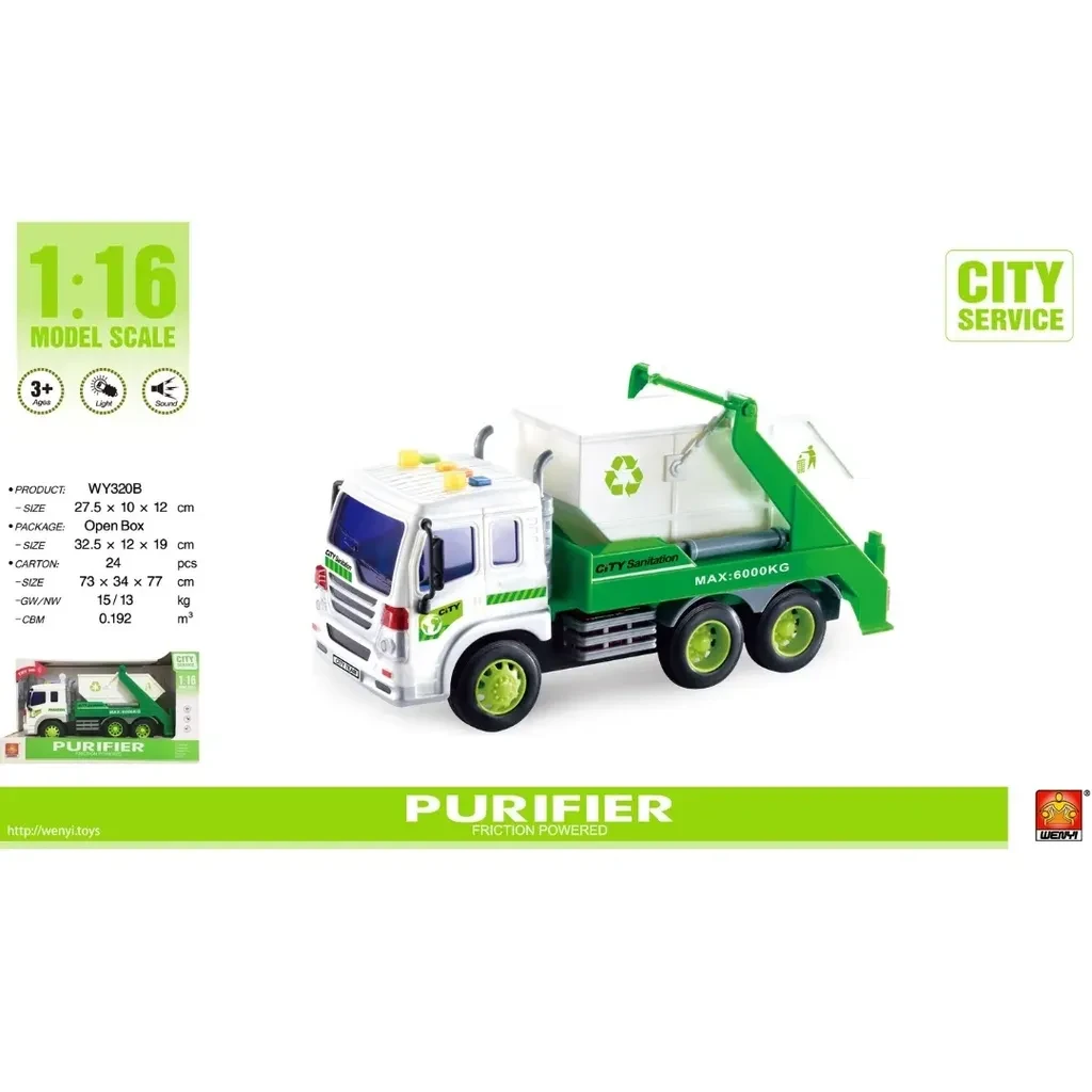 Wenyi Kamion Djubretarac Zeleno Bijeli Na Oprugu 1:16 Wy320B