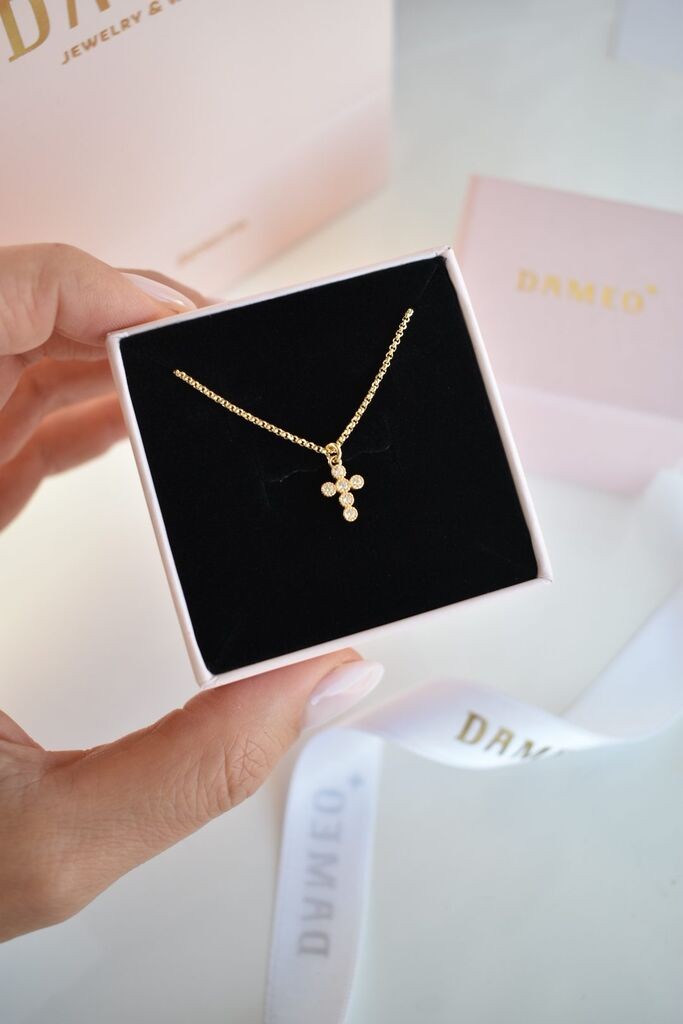 Dameo Ogrlica Cross - srebro 925 sa pozlatom i cirkoni