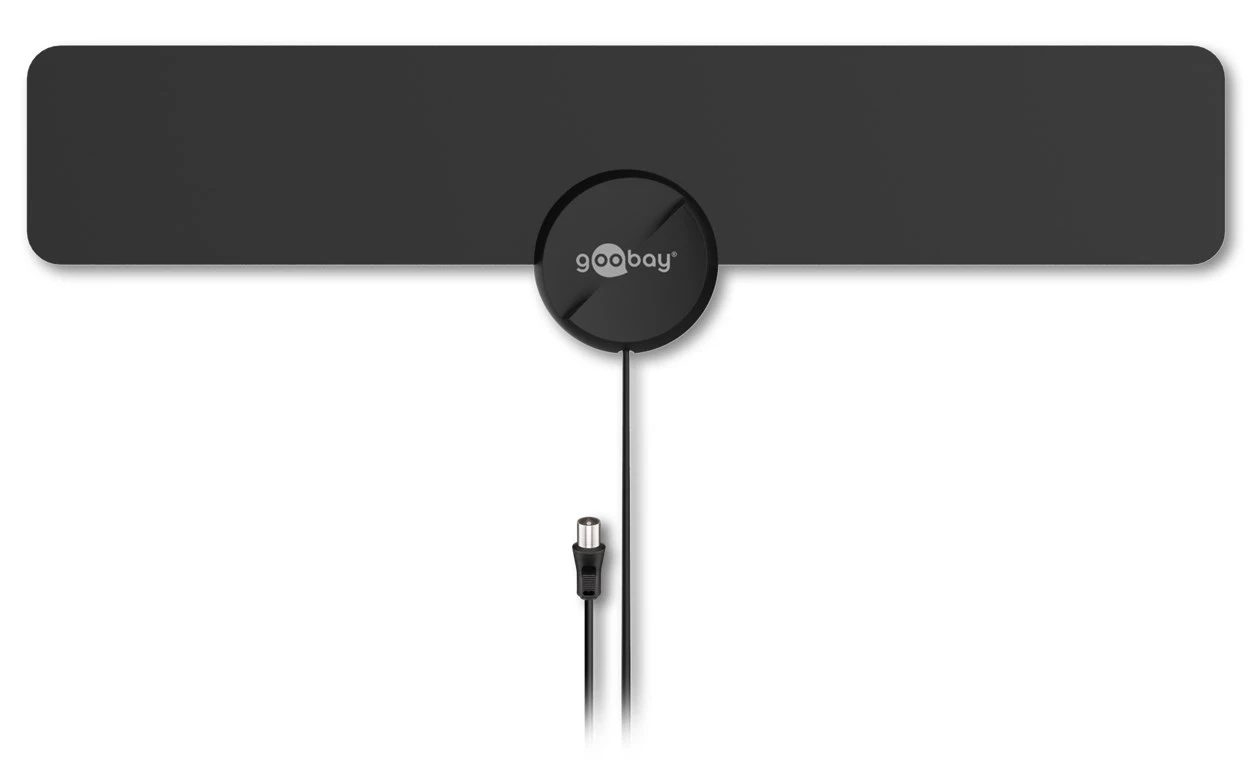 Goobay Ultra-ravna aktivna Full HD DVB-T2 unutrašnja antenauklj. LTE/4G filter, Crna