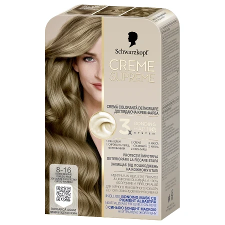 Schwarzkopf farba za kosu Creme Supreme, 8-16 prirodno pepeljasto plava