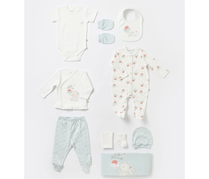 BiOrganic Set za novorođenče BiOrganic 10 djelova zeko zeleni 56 cm