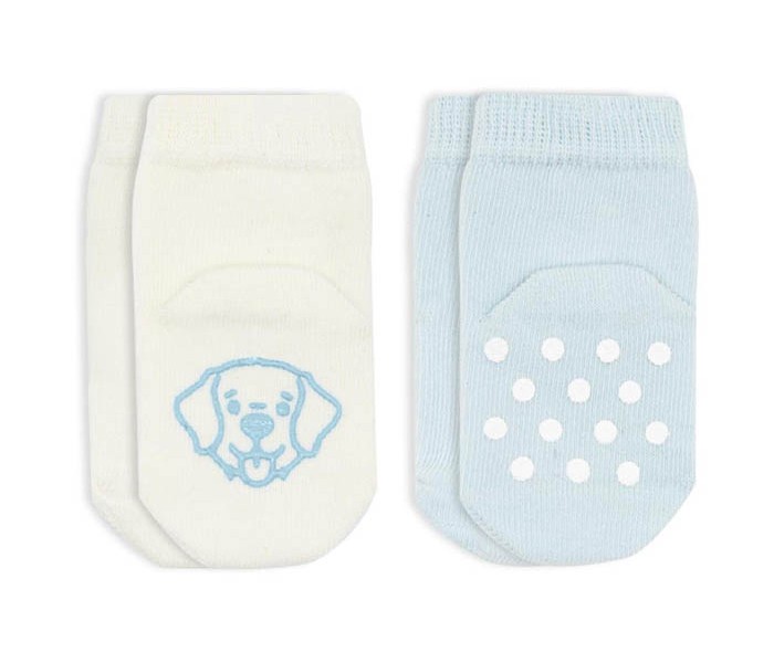 BiStyle Čarapice za bebe BiStyle neklizajuće 2/1 ,plave-bež-06-12