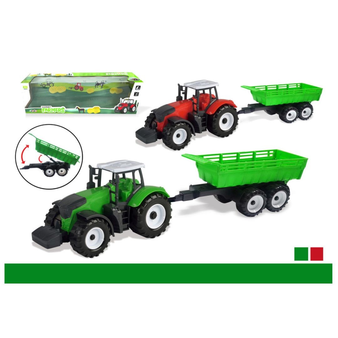 Igračka traktor sa prikolicom 0662, Zelena