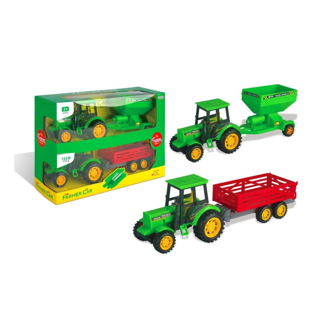 Set igračka traktor sa prikolicom 0547, 2 kom, Zeleni