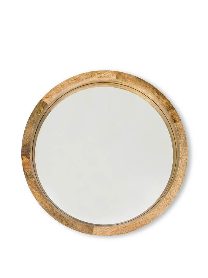 Coincasa Okruglo ogledalo sa drvenim okvirom