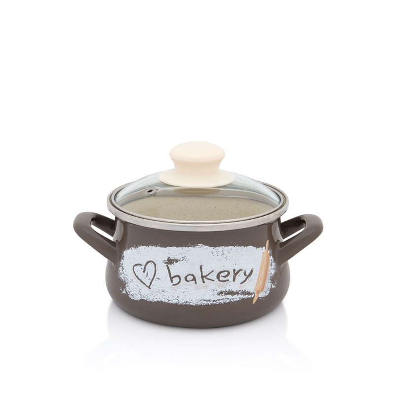 Metalac Posuđe Šerpa Sa Staklenim Poklopcem Bakery, Braon Bež