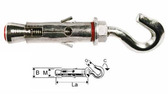 MAURER PLUS ITALIJA Anker tipla čelična sa kukastim šrafomM8 14X55mm
