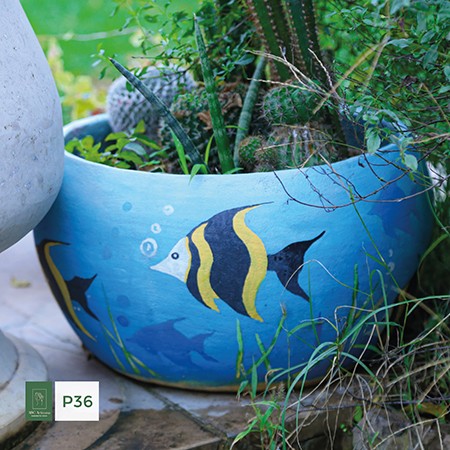 Baufixit Saksija Fiberstone Ručno Oslikana W40Xh28Cm10Kg P36-40-28