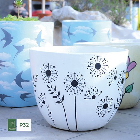 Baufixit Saksija Fiberstone Ručno Oslikana W60Xh47Cm15Kg P32-60-47